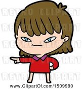 Vector Clip Art of Retro Cartoon Pointing Lady by Lineartestpilot