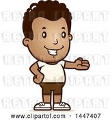 Vector Clip Art of Retro Cartoon Presenting Black Boy in Shorts by Cory Thoman