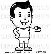 Vector Clip Art of Retro Cartoon Presenting Boy in Shorts by Cory Thoman