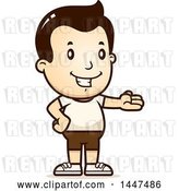 Vector Clip Art of Retro Cartoon Presenting White Boy in Shorts by Cory Thoman