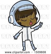 Vector Clip Art of Retro Cartoon Pretty Astronaut Girl by Lineartestpilot