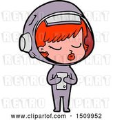 Vector Clip Art of Retro Cartoon Pretty Astronaut Girl by Lineartestpilot