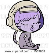 Vector Clip Art of Retro Cartoon Pretty Astronaut Girl Sitting Waiting by Lineartestpilot
