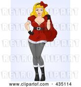 Vector Clip Art of Retro Cartoon Pretty Christmas Lady in a Santa Suit by BNP Design Studio