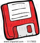 Vector Clip Art of Retro Cartoon Red Computer Floppy Disk 1 by Lineartestpilot