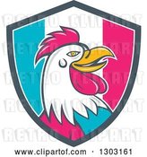 Vector Clip Art of Retro Cartoon Rooster Head in a French Flag Circle by Patrimonio