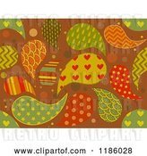 Vector Clip Art of Retro Cartoon Seamless Background of Patterned Paisleys by BNP Design Studio