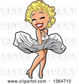 Vector Clip Art of Retro Cartoon Sexy Blond Bombshell Lady Resembling Marilyn Monroe, Holding Her Dress down in the Wind by Clip Art Mascots