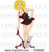 Vector Clip Art of Retro Cartoon Sexy Pinup Lady Opening Herself As a Gift by BNP Design Studio
