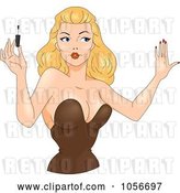 Vector Clip Art of Retro Cartoon Sexy Pinup Lady Painting Her Fingernails by BNP Design Studio