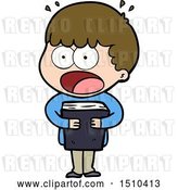 Vector Clip Art of Retro Cartoon Shocked Guy with a Book by Lineartestpilot