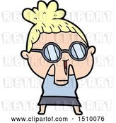 Vector Clip Art of Retro Cartoon Shy Lady Wearing Spectacles by Lineartestpilot