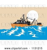 Vector Clip Art of Retro Cartoon Sinking Fishing Boat at Sea by Patrimonio