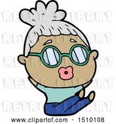 Vector Clip Art of Retro Cartoon Sitting Lady Wearing Spectacles by Lineartestpilot