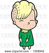 Vector Clip Art of Retro Cartoon Squinting Girl by Lineartestpilot