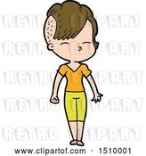 Vector Clip Art of Retro Cartoon Squinting Girl by Lineartestpilot
