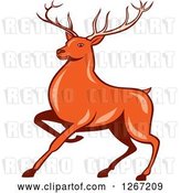 Vector Clip Art of Retro Cartoon Styled of a Marching Deer by Patrimonio
