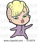Vector Clip Art of Retro Cartoon Surprised Girl in Science Fiction Clothes by Lineartestpilot