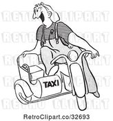 Vector Clip Art of Retro Cartoon Taxi Driver Female Worker by Picsburg