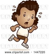 Vector Clip Art of Retro Cartoon Tired Black Girl Running in Shorts by Cory Thoman