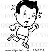 Vector Clip Art of Retro Cartoon Tired Boy Running in Shorts by Cory Thoman
