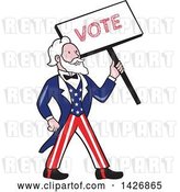 Vector Clip Art of Retro Cartoon Uncle Sam Holding up a Vote Sign by Patrimonio