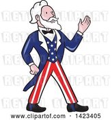 Vector Clip Art of Retro Cartoon Uncle Sam Walking and Waving by Patrimonio