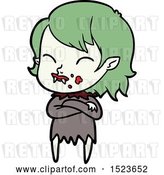 Vector Clip Art of Retro Cartoon Vampire Girl with Blood on Cheek by Lineartestpilot