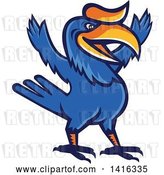 Vector Clip Art of Retro Cartoon Victorious Hornbill or Bucerotidae Bird Mascot Cheering by Patrimonio