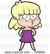 Vector Clip Art of Retro Cartoon Whistling Girl by Lineartestpilot