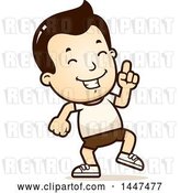 Vector Clip Art of Retro Cartoon White Boy in Shorts, Doing a Happy Dance by Cory Thoman