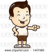 Vector Clip Art of Retro Cartoon White Boy in Shorts, Laughing and Pointing by Cory Thoman