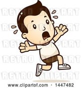 Vector Clip Art of Retro Cartoon White Boy in Shorts, Running Scared by Cory Thoman