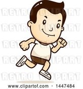Vector Clip Art of Retro Cartoon White Boy Running in Shorts by Cory Thoman