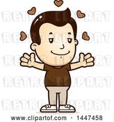 Vector Clip Art of Retro Cartoon White Boy with Open Arms and Love Hearts by Cory Thoman