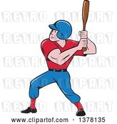 Vector Clip Art of Retro Cartoon White Male Baseball Player Athlete Batting by Patrimonio