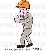 Vector Clip Art of Retro Cartoon White Male Construction Worker Foreman Giving a Thumb up by Patrimonio