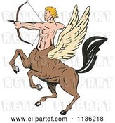 Vector Clip Art of Retro Cartoon Winged Centaur Archer by Patrimonio