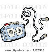 Vector Clip Art of Retro Cassette Player with Earphones by Lineartestpilot
