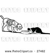 Vector Clip Art of Retro Cat and Dog Eating by Prawny Vintage