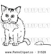 Vector Clip Art of Retro Cat and Toy Mouse by Prawny Vintage