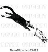 Vector Clip Art of Retro Cat Chasing a Rabbit by Prawny Vintage