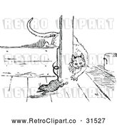 Vector Clip Art of Retro Cat Hunting a Rat 1 by Prawny Vintage