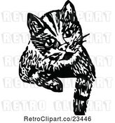 Vector Clip Art of Retro Cat Looking over a Surface by Prawny Vintage