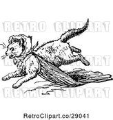 Vector Clip Art of Retro Cat Running in a Bonnet by Prawny Vintage