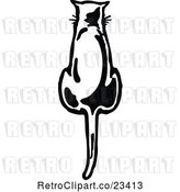 Vector Clip Art of Retro Cat Sitting from Behind by Prawny Vintage