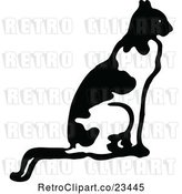 Vector Clip Art of Retro Cat Sitting in Profile by Prawny Vintage