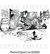 Vector Clip Art of Retro Cat Watching a Guy Light Explosives by Prawny Vintage