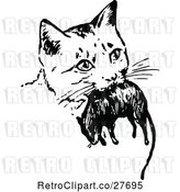 Vector Clip Art of Retro Cat with a Mouse by Prawny Vintage