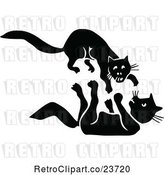 Vector Clip Art of Retro Cats Fighting by Prawny Vintage